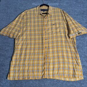 Phat‎ Farm Shirt Mens 2XL Yellow Plaid Short Sleeve Button Up Cotton Streetwear